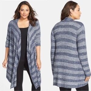 Barefoot Dreams Blue Bamboo Chic Lite Waterfall Wrap Cardigan S/M